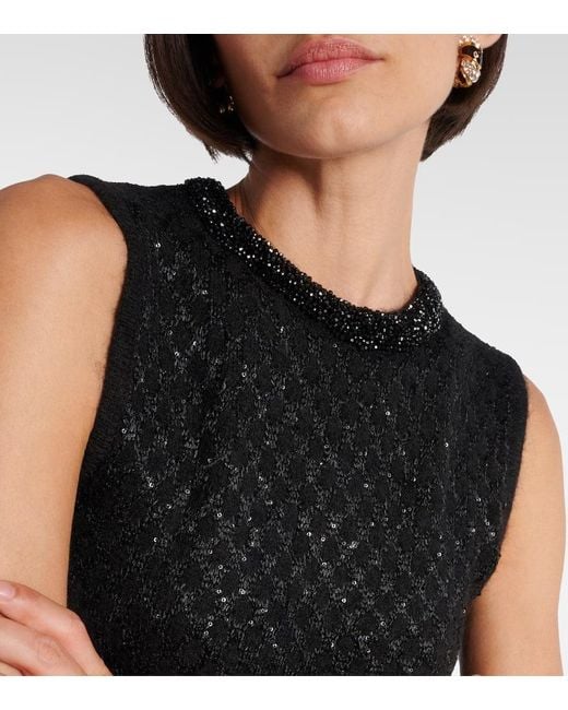 Max Mara Black Novara Feather-Trimmed Minidress