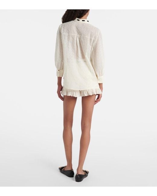 Valentino White Broderie Anglaise Cotton Poplin Shirt