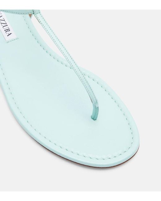 Aquazzura White Almost Bare Leather Thong Sandals