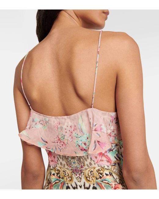 Camilla Pink Queen Atlantis Printed Silk Wrap Dress