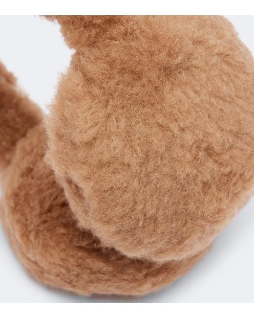 Max Mara White Camel Hair And Silk Ear Muffs