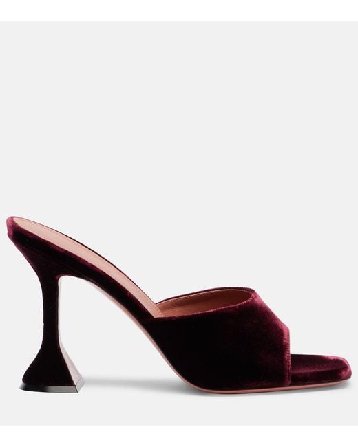 AMINA MUADDI Red Lupita 95 Velvet Mules