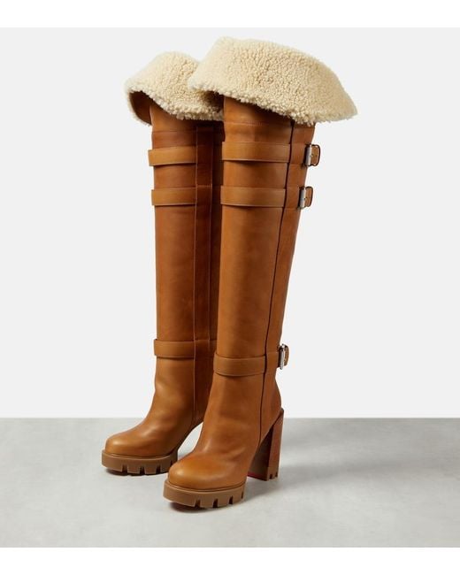 Christian Louboutin Brown Brodeback Lug Over-The-Knee Boots