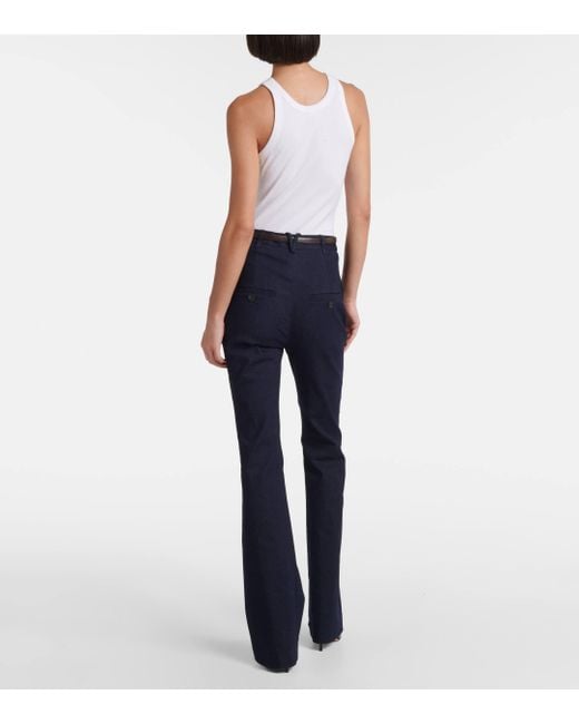 Veronica Beard Blue Gracie Belted High-Rise Bootcut Jeans