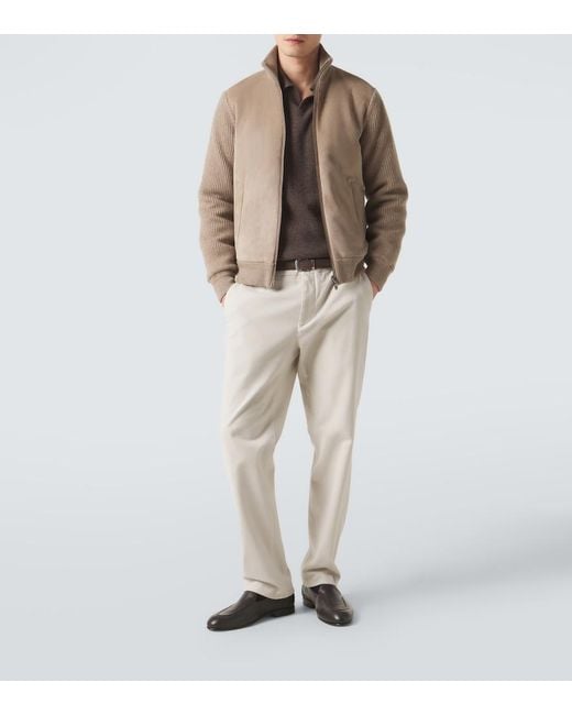 Agnona Natural Cashmere And Suede Bomber Jacket for men