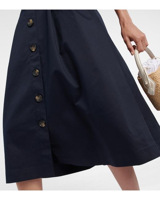 Carolina Herrera Blue Belted Cotton-Blend Midi Dress