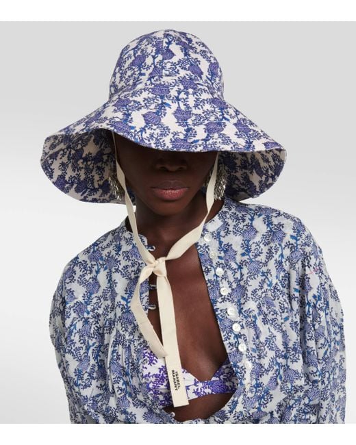 Isabel Marant Blue Edona Printed Cotton Canvas Sun Hat