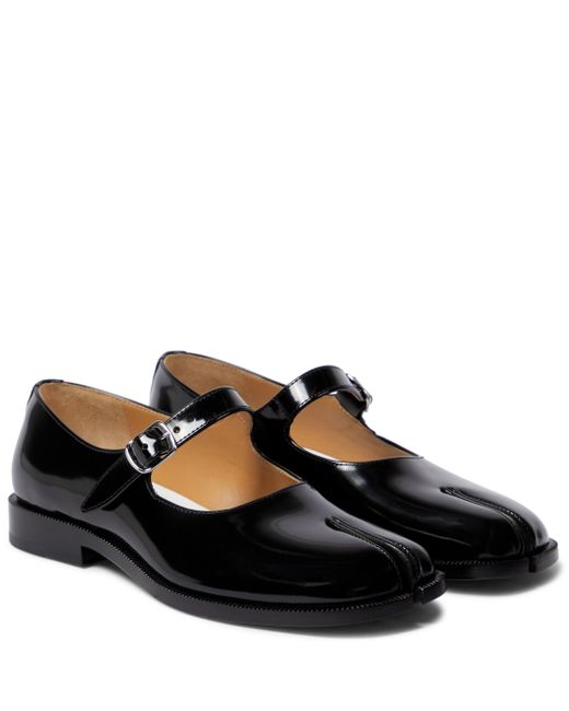 Maison Margiela Tabi Patent Leather Mary Jane Flats in Black - Lyst