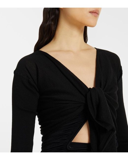 Rick Owens Black Cropped Virgin Wool Sweater
