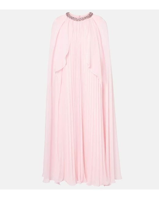 Self-Portrait Pink Caped Chiffon Gown