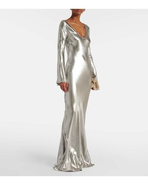 Galvan White Valletta Satin Gown