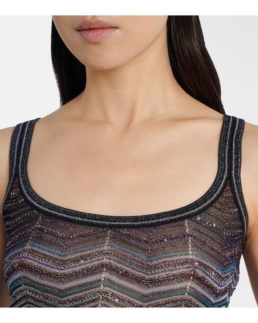 Missoni Gray Top Aus Haekelstrick Mit Pailletten