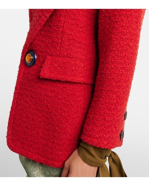 Saint Laurent Red Wool And Silk-Blend Tweed Jacket
