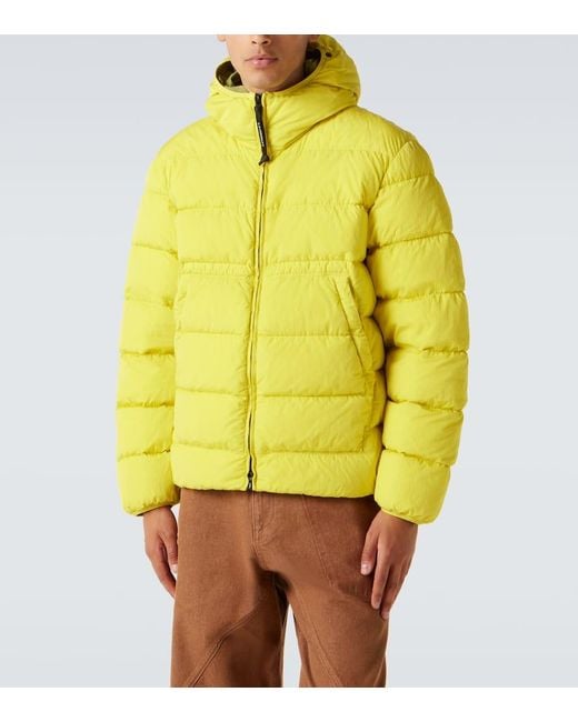C P Company Yellow Hooded Down Jacket for men