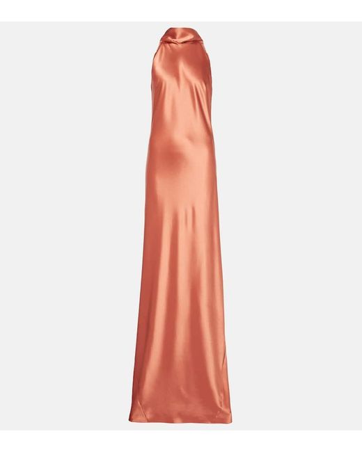 Galvan London Women's Orange Sienna Satin Gown