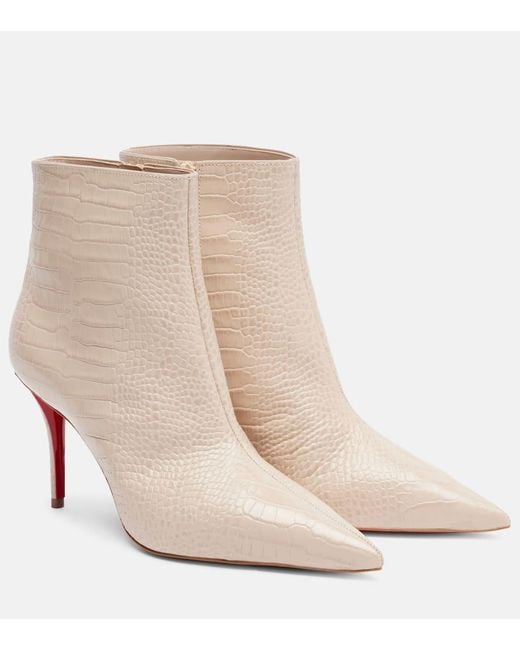 Christian Louboutin Natural Miss Z 80 Croc-Effect Leather Ankle Boots
