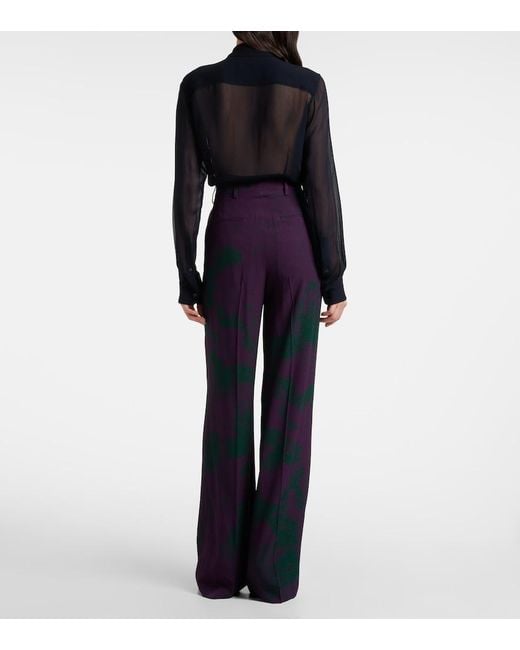 Dries Van Noten Blue Printed Wide-Leg Pants