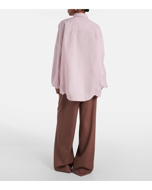 Camisa En Mezcla De Algodon A Rayas Dries Van Noten de color Pink
