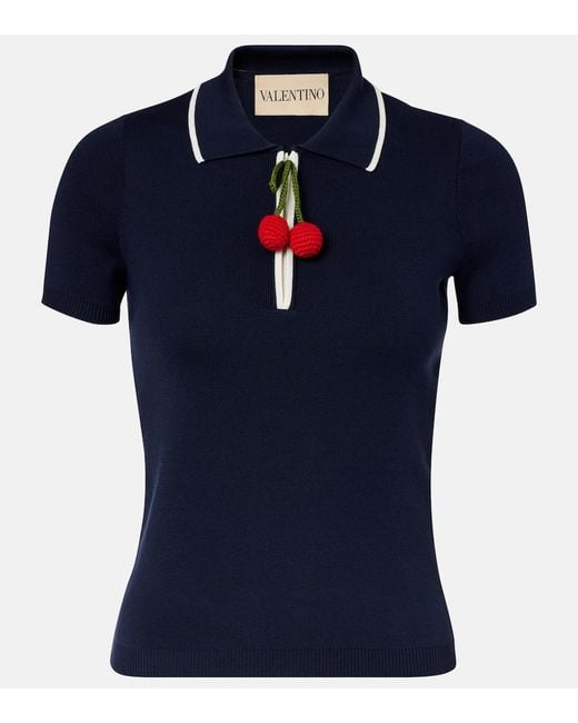 Polo Cherryfic De Algodon Valentino de color Blue