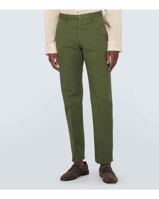 Pantalones rectos en mezcla de algodon Incotex de hombre de color Green