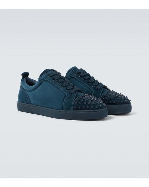 Baskets Louis Junior Spikes En Daim A Ornements Christian Louboutin pour homme en coloris Blue