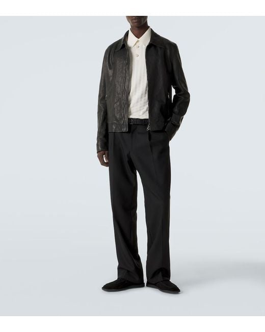 Dolce & Gabbana Black Leather Blouson Jacket for men