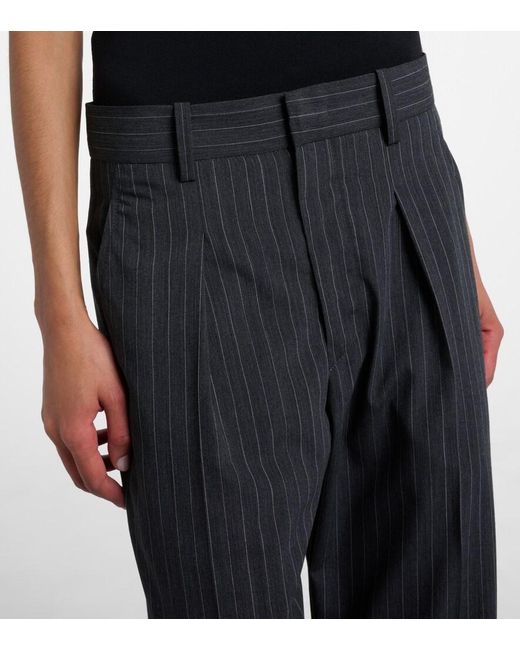 Isabel Marant Blue Pinstriped Wool-Blend Straight Pants