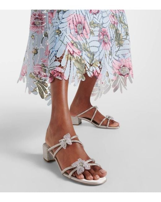 Rene Caovilla White Caterina Embellished Bow-Detail Sandals