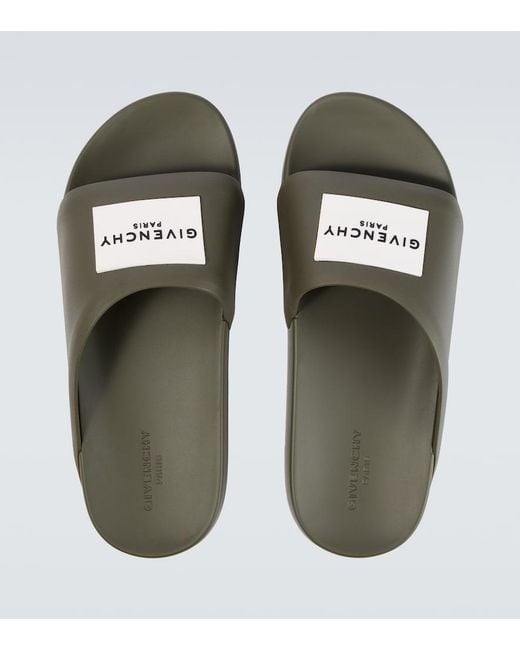 Givenchy Green Logo Pu Slides for men