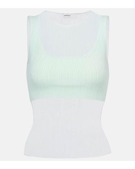 Tank Top Oakley Plisse Semitrasparente di Jonathan Simkhai in Green