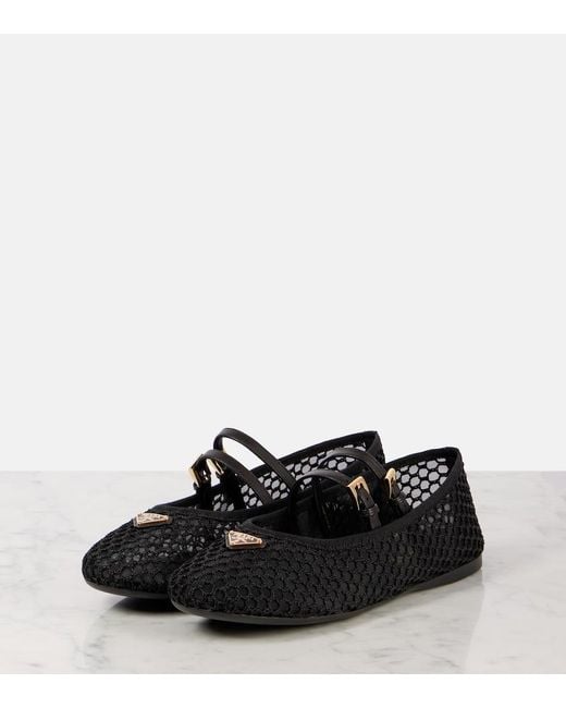 Prada Black Mesh Ballerina
