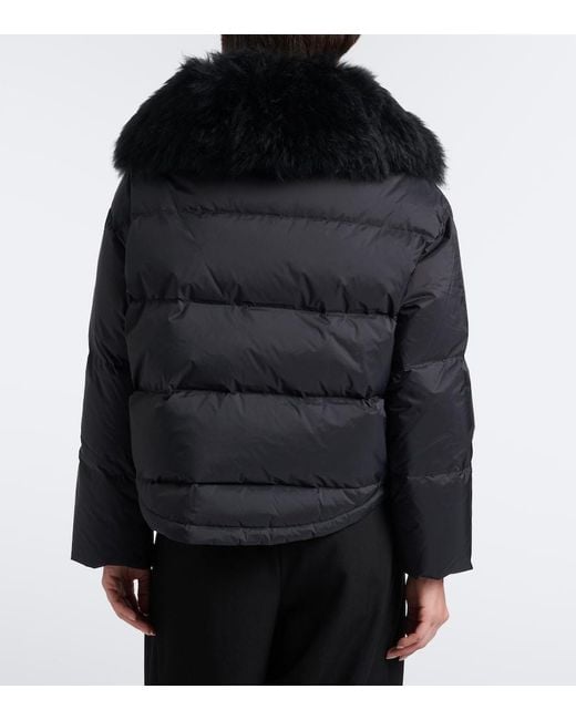 Yves Salomon Black Doudoune Shearling-Trimmed Down Jacket