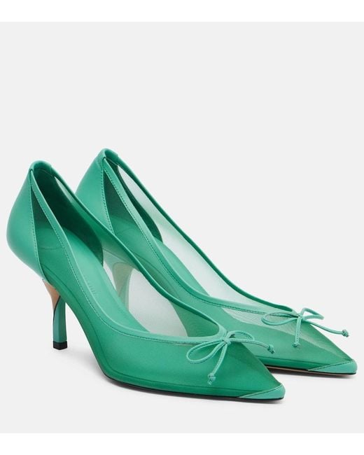 Jacquemus Green Pumps Tourni 80 Aus Mesh Mit Leder
