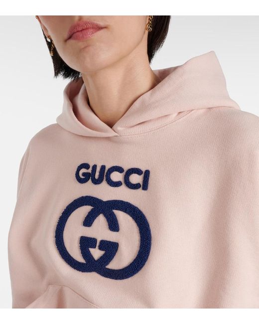 Felpa GG in jersey di cotone di Gucci in Pink