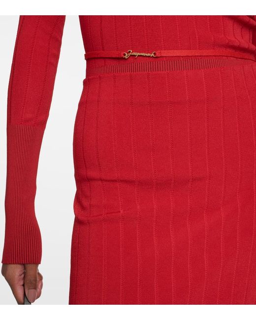 Falda midi La Jupe Pralu de punto Jacquemus de color Red