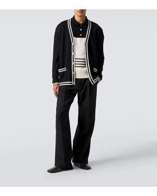 Valentino Black Vlogo Striped Cotton Polo Sweater for men