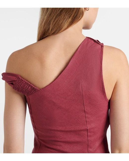 Faithfull The Brand Purple Suis Asymmetric Linen Maxi Dress