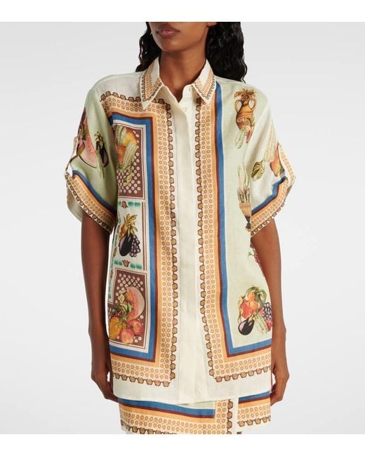 ALÉMAIS Metallic Mercado Printed Linen Shirt