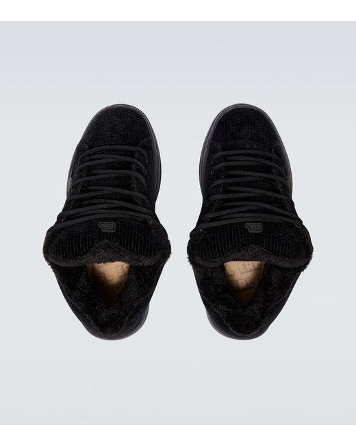 ERL Black Vamp Terry-Lined Corduroy Sneakers for men