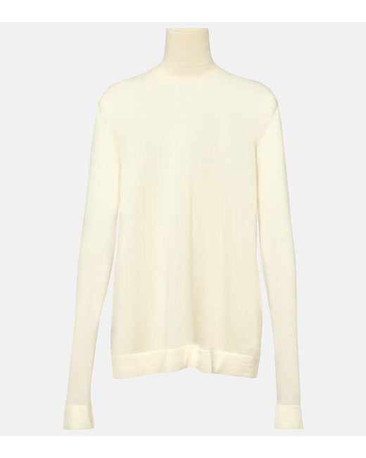 The Row Natural Fulton Cashmere Turtleneck Sweater