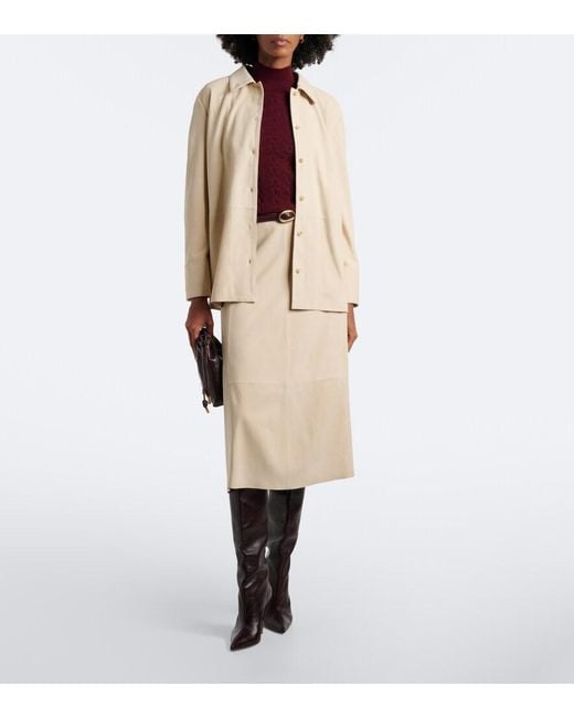 Vince Natural Suede Midi Skirt