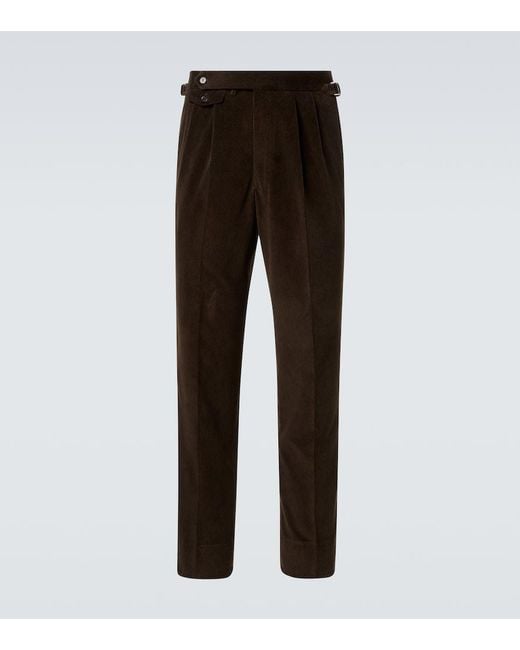 Dunhill Black Cotton And Cashmere Corduroy Straight Pants for men