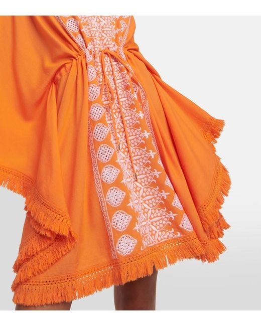 Melissa Odabash Orange Isabelle Embroidered Minidress