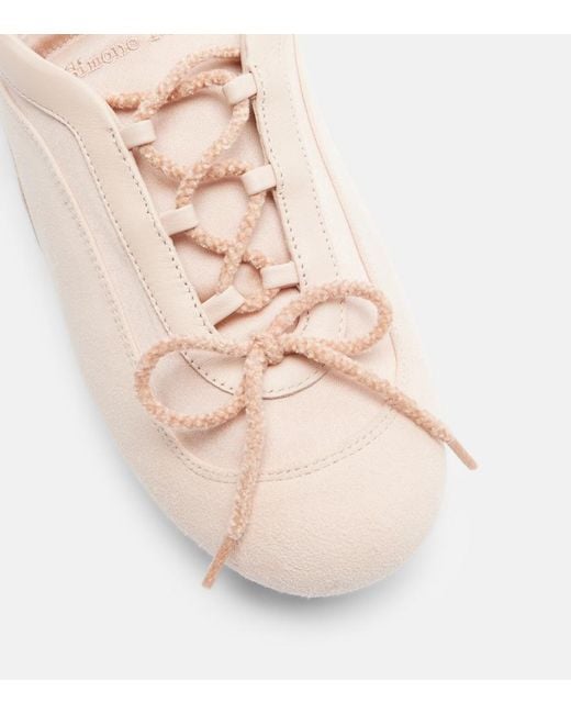 Simone Rocha Pink Cutout Suede-Trimmed Satin Sneakers