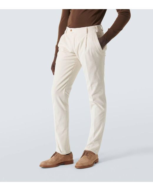 Pantaloni regular in velluto a coste di Lardini in White da Uomo