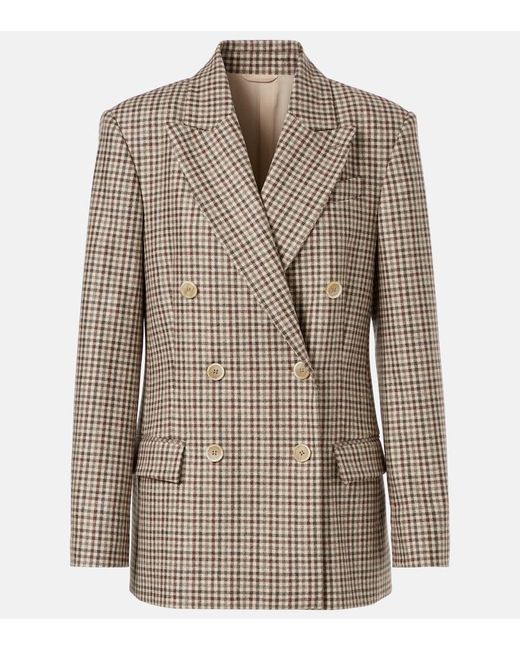 Brunello Cucinelli Brown Checked Virgin Wool Blazer