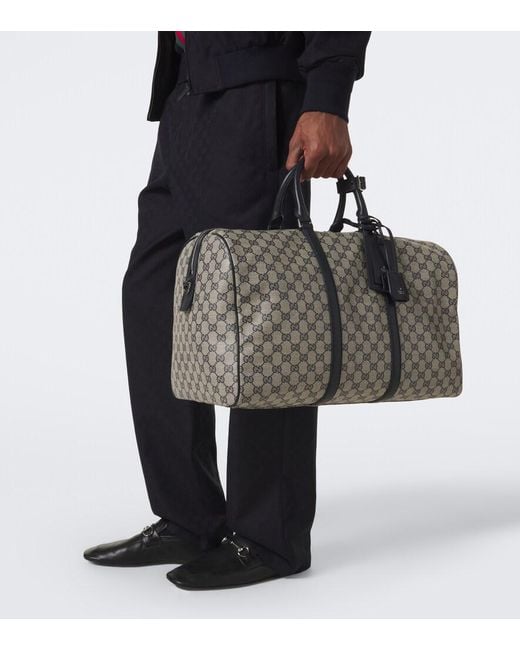 Gucci Gray Essence Medium Gg Canvas Duffle Bag for men