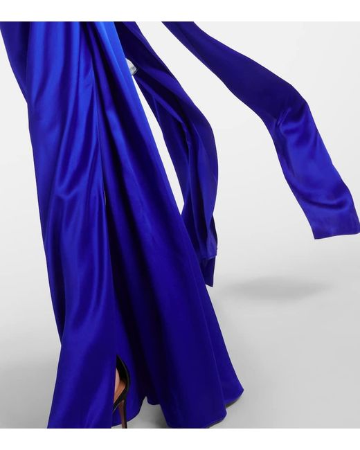 Roksanda Blue Asymmetric Draped Silk Gown