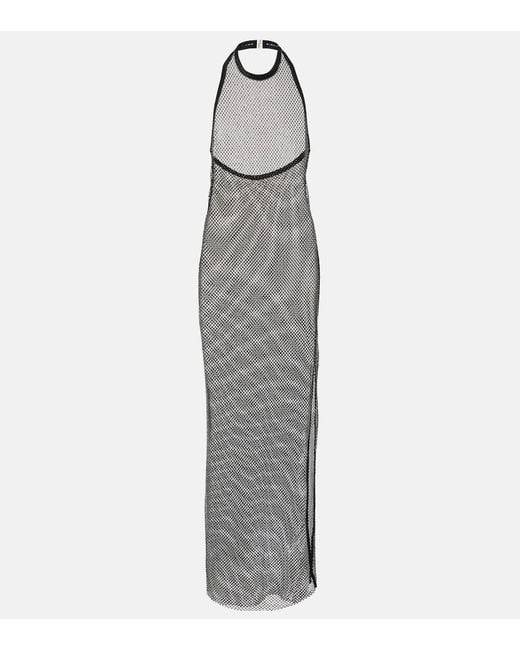 Jonathan Simkhai Gray Inaya Embellished Mesh Midi Dress