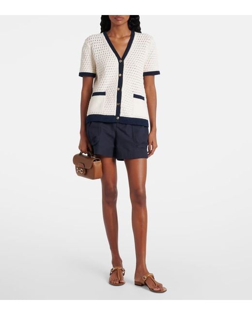 Gucci White Cardigan Aus Feiner, Gehäkelter Baumwolle, Größe